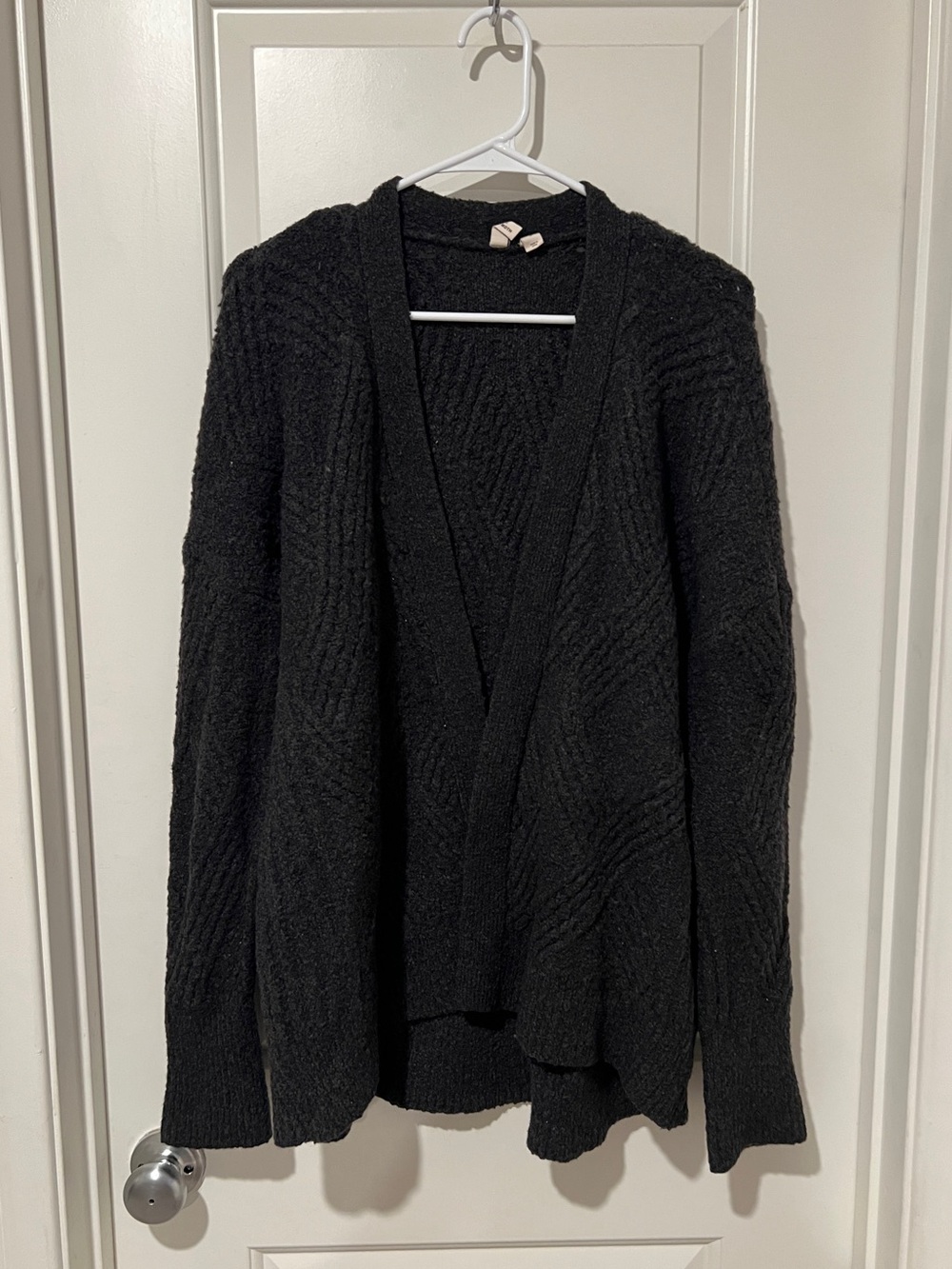 Anthropologie Merino Wool Alpaca Blend Open Front Cable Knit Cardigan Sz M